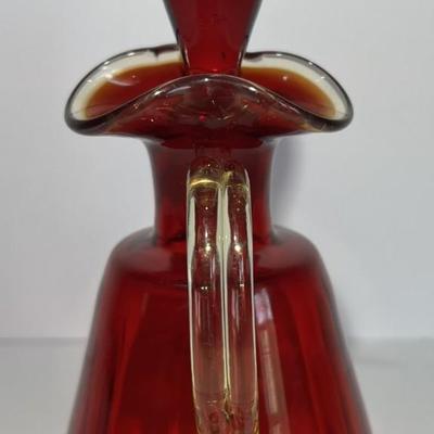 Antique/Vintage Hand-Blown Art Glass Vinegar Jar 6-3/4