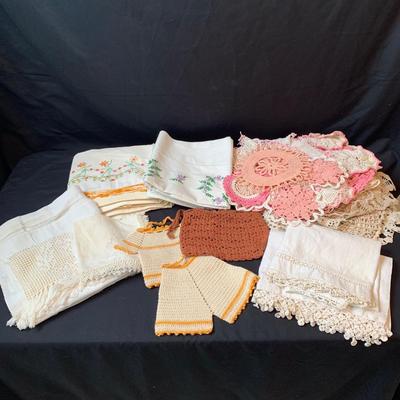 Vintage Crocheted Doilies, Embroidered Pillowcases, & More (UB1-HS)