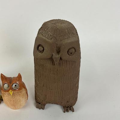 758 Clay Artisan Made Owl Sculptures