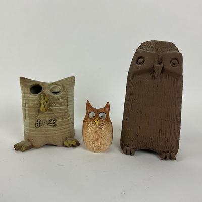 758 Clay Artisan Made Owl Sculptures