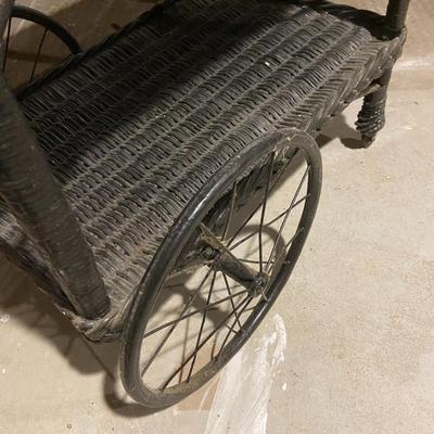 Vintage Wicker and Granite Tea Cart