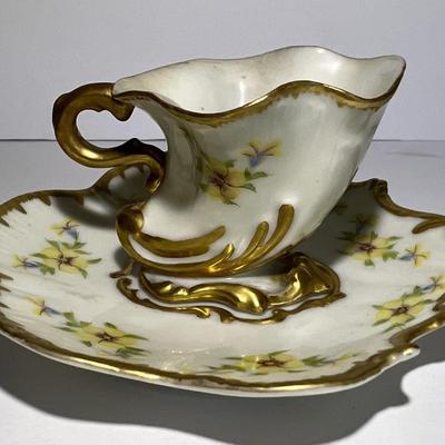 Antique AVA French Limoges Company Tea Cup & Saucer in VG Preowned Condition.