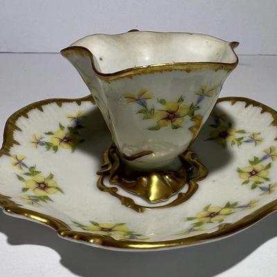 Antique AVA French Limoges Company Tea Cup & Saucer in VG Preowned Condition.