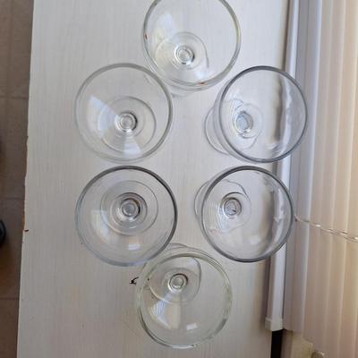 6 etched champagne glasses