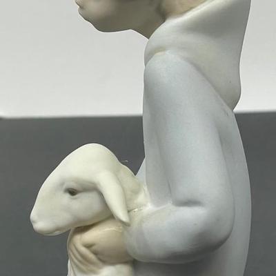 Lladro bisque SHEPHERD Girl with lamb