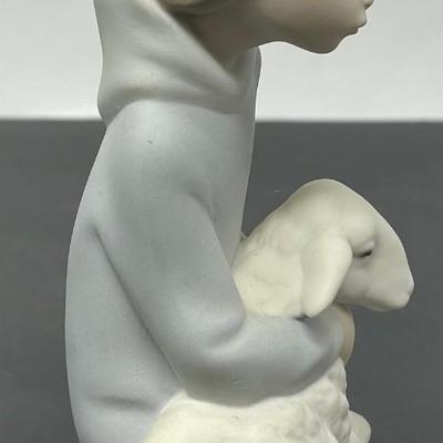 Lladro bisque SHEPHERD Girl with lamb