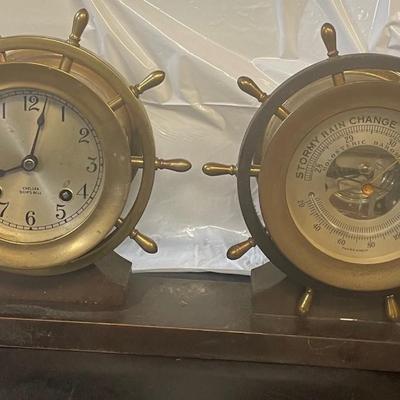 Antique Chelsea & Co. Ship Bells clock with Barometer