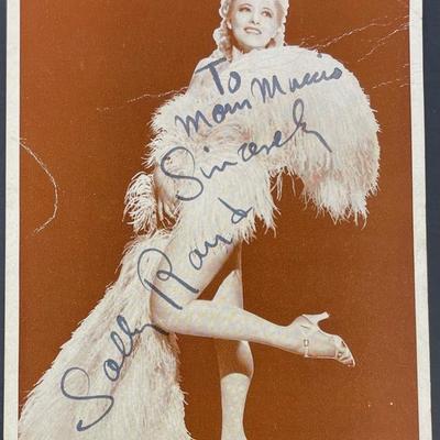 Signed Sally Rand Poster card for a show dedicated to a fan