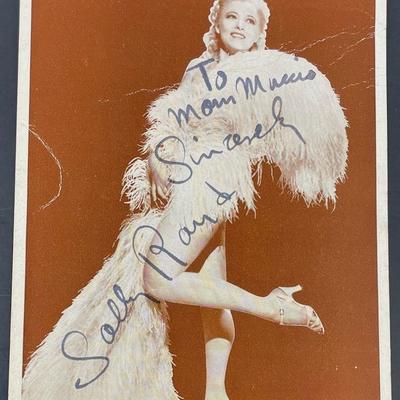 Signed Sally Rand Poster card for a show dedicated to a fan