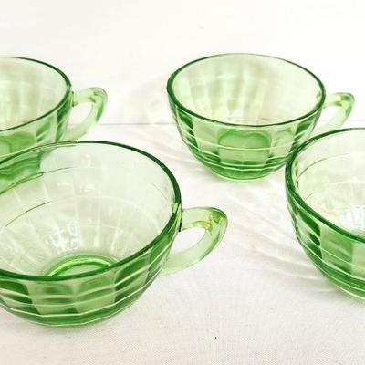 Lot #70 Lot of 4 Uranium Vaseline Glass Depression-era cups