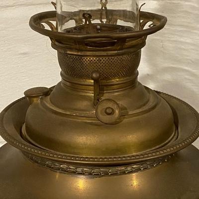 Antique Brass Fleur de Lis Kerosene/Hurricane Lamp (Possibly Volkmar, No Decorative Globe)