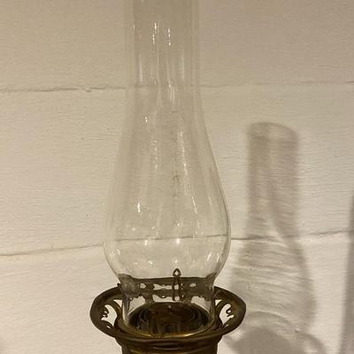 Antique Brass Fleur de Lis Kerosene/Hurricane Lamp (Possibly Volkmar, No Decorative Globe)