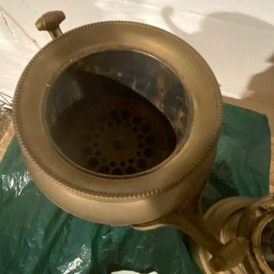 Antique Brass Fleur de Lis Kerosene/Hurricane Lamp (Possibly Volkmar, No Decorative Globe)
