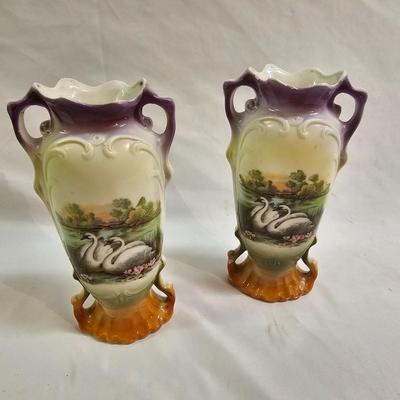 Pair of Painted Ceramic Vases (BS-JS)