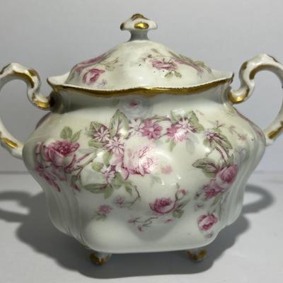 Vintage Limoges France Porcelain Sugar Bowl w/Lid 5