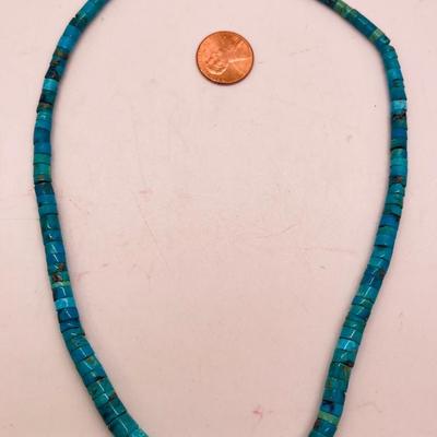 Vintage Heishi Graduated Bead Turquoise Necklace