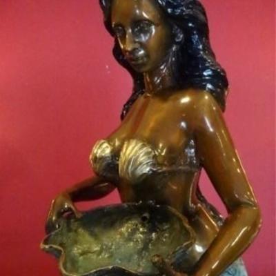 LOT 137A: LARGE PATINATED BRONZE MERMAID AND DOLPHINS SCULPTURE, LIMITED EDITION