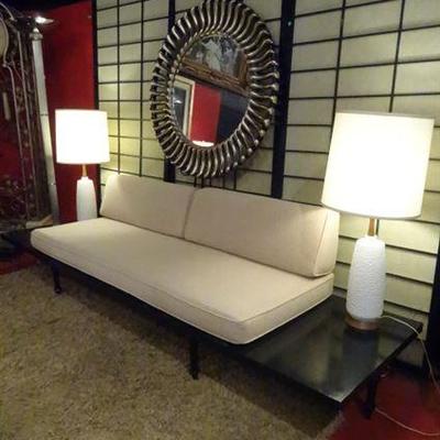 LOT 90B: 1960's MID CENTURY MODERN SOFA, BUILT IN END TABLES