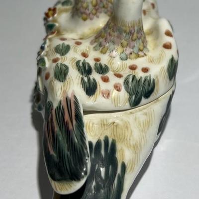 Vintage Scarce Occupied Japan "HOKUTOSHA" Love Birds Trinket Dish 7" Long as Pictured.
