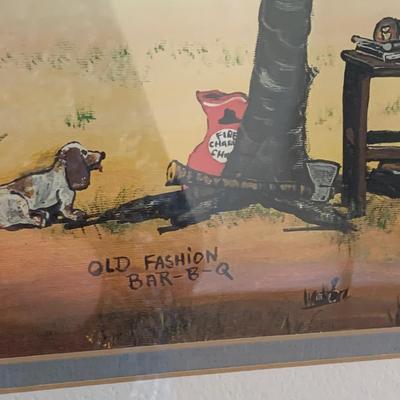 Saints Go Marchin’ & Old Fashion Bar-B-Q by Maurice Cook, Framed Prints (K-HS)