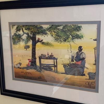 Saints Go Marchin’ & Old Fashion Bar-B-Q by Maurice Cook, Framed Prints (K-HS)