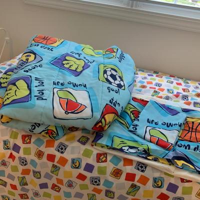 Two Twin Bed Frames with Bedding (UB2-HS)