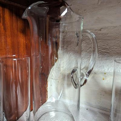 Glass Pitcher With 6 Glasses