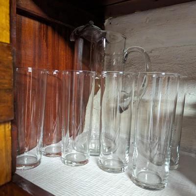 Glass Pitcher With 6 Glasses