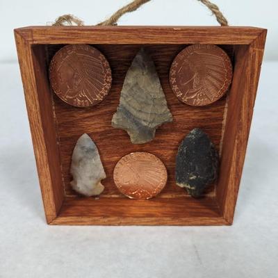 Native American Indian Head Copper Rounds in Shadow Box