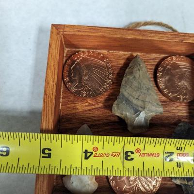 Native American Indian Head Copper Rounds in Shadow Box