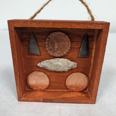 Native American Indian Head Copper Rounds in Shadow Box