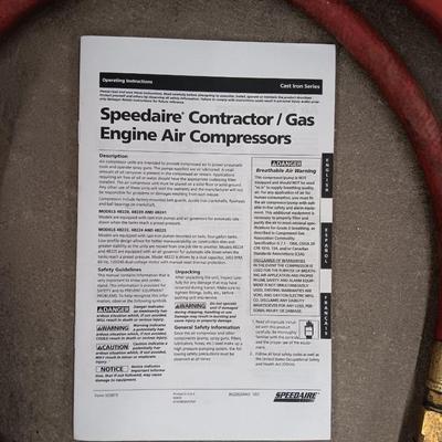 Spreedaire 20 Gallon Contactor Gas Engine air compressor with hose and Instruction Manual