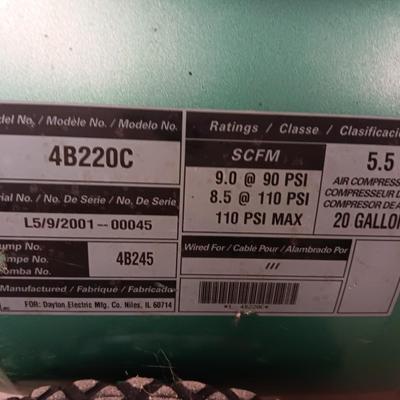 Spreedaire 20 Gallon Contactor Gas Engine air compressor with hose and Instruction Manual