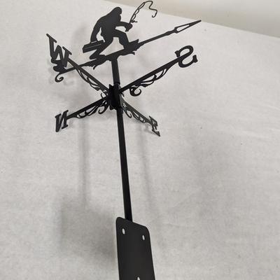 Bigfoot Gone Fishing Metal Weathervane