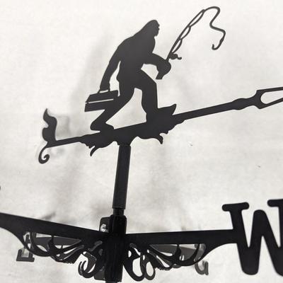 Bigfoot Gone Fishing Metal Weathervane