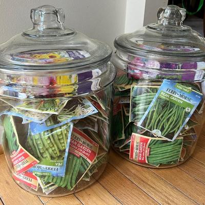 Pair of Large Glass Jars w/ Seed Packets