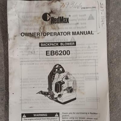 RedMax Backpack Blower EB6200 with instruction manual