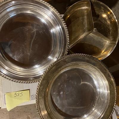 Lot of Two Vintage Silver-plated Candle Sticks and EPC Compartmental Tray