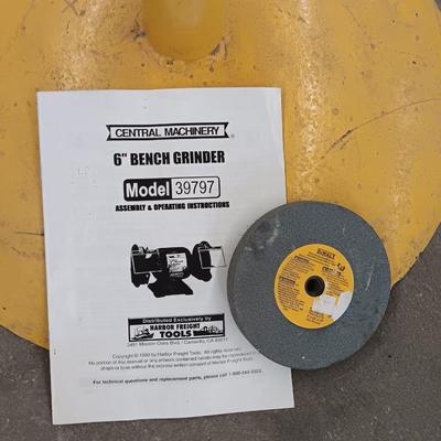 Central Machinery 6" Bench Grinder with stand - extra stone - and Instructions