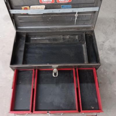 Vintage Wards Powr Kraft 6 drawer tool steel chest with key!