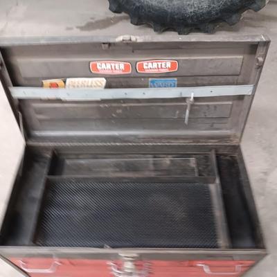 Vintage Wards Powr Kraft 6 drawer tool steel chest with key!