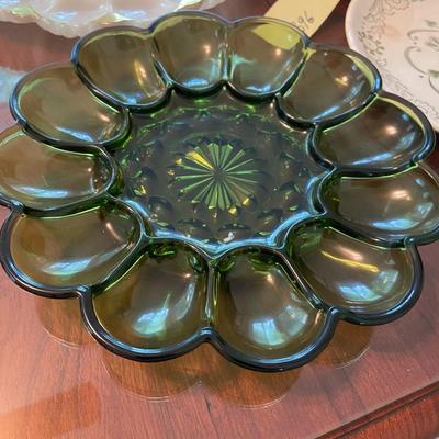 Lot of Deviled Egg Trays, Vintage SCIO Provincial Berry Bowl, and Dinner Plate