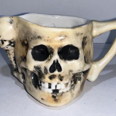 Vintage/Antique E. Bohne & Sohne Scarce SKULL Teacup 5" Wide in VG Preowned Condition as Pic'd.