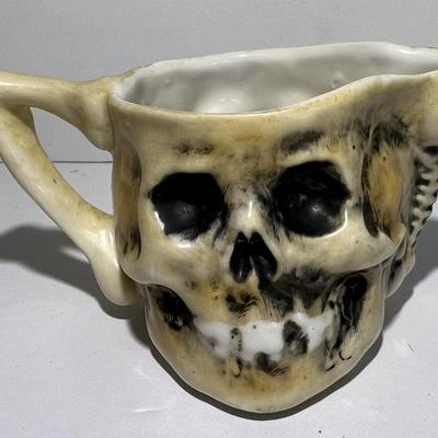 Vintage/Antique E. Bohne & Sohne Scarce SKULL Teacup 5" Wide in VG Preowned Condition as Pic'd.