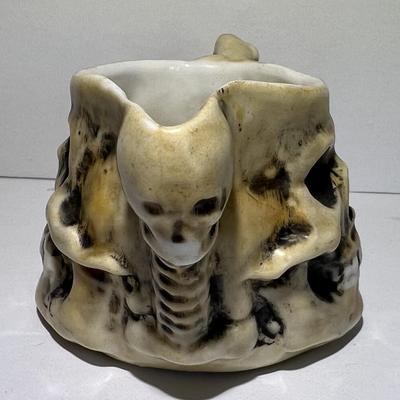 Vintage/Antique E. Bohne & Sohne Scarce SKULL Teacup 5" Wide in VG Preowned Condition as Pic'd.