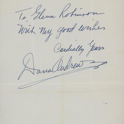 Dana Andrews signed letter