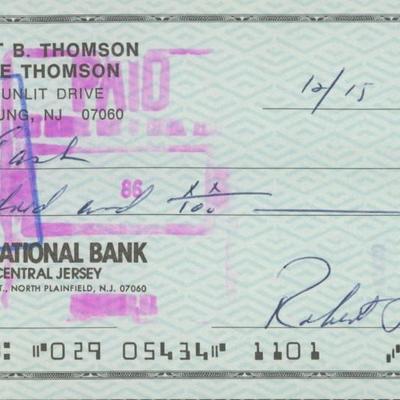 Bobby Thomson signed check