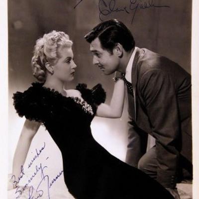 Clark Gable and Lana Turner signed portrait photo 