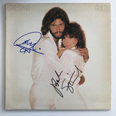 Guilty Barry Gibb and Barbra Streisand signed album