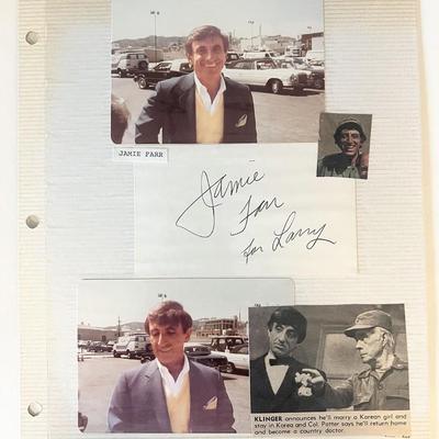 Jamie Farr signed photo album page